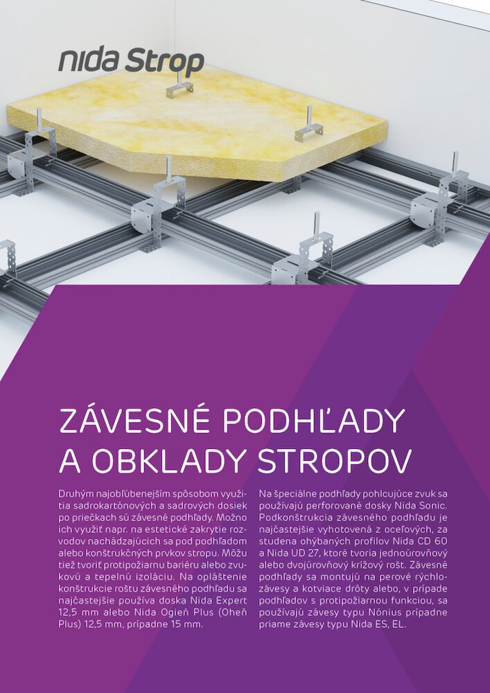 Závesné podhľady a obklady stropov Nida