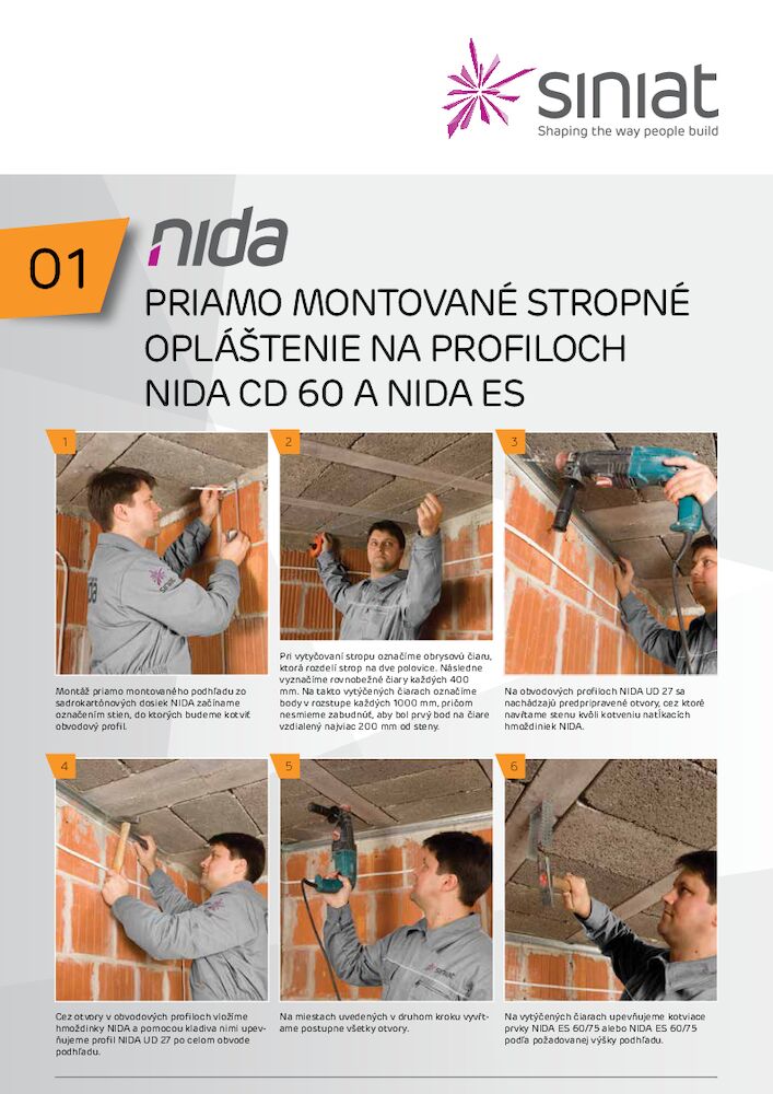 Priamo montované stropné opláštenie na profiloch Nida CD 60 a Nida ES